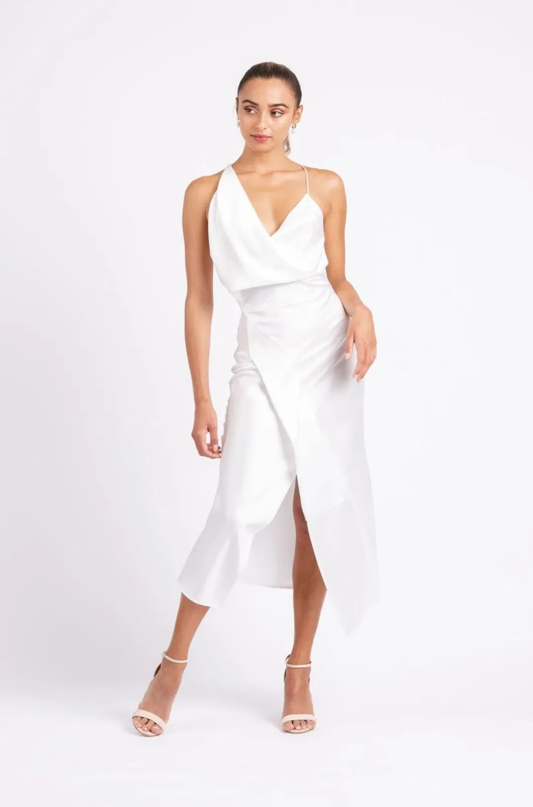 One Fell Swoop Muse Midi Dress, White, Size 10 for rent on The Volte - main image