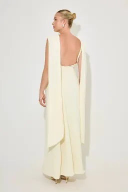 Odd Muse Drape Maxi Dress, Buttercream, Size M/AU10 for rent on The Volte - image 4
