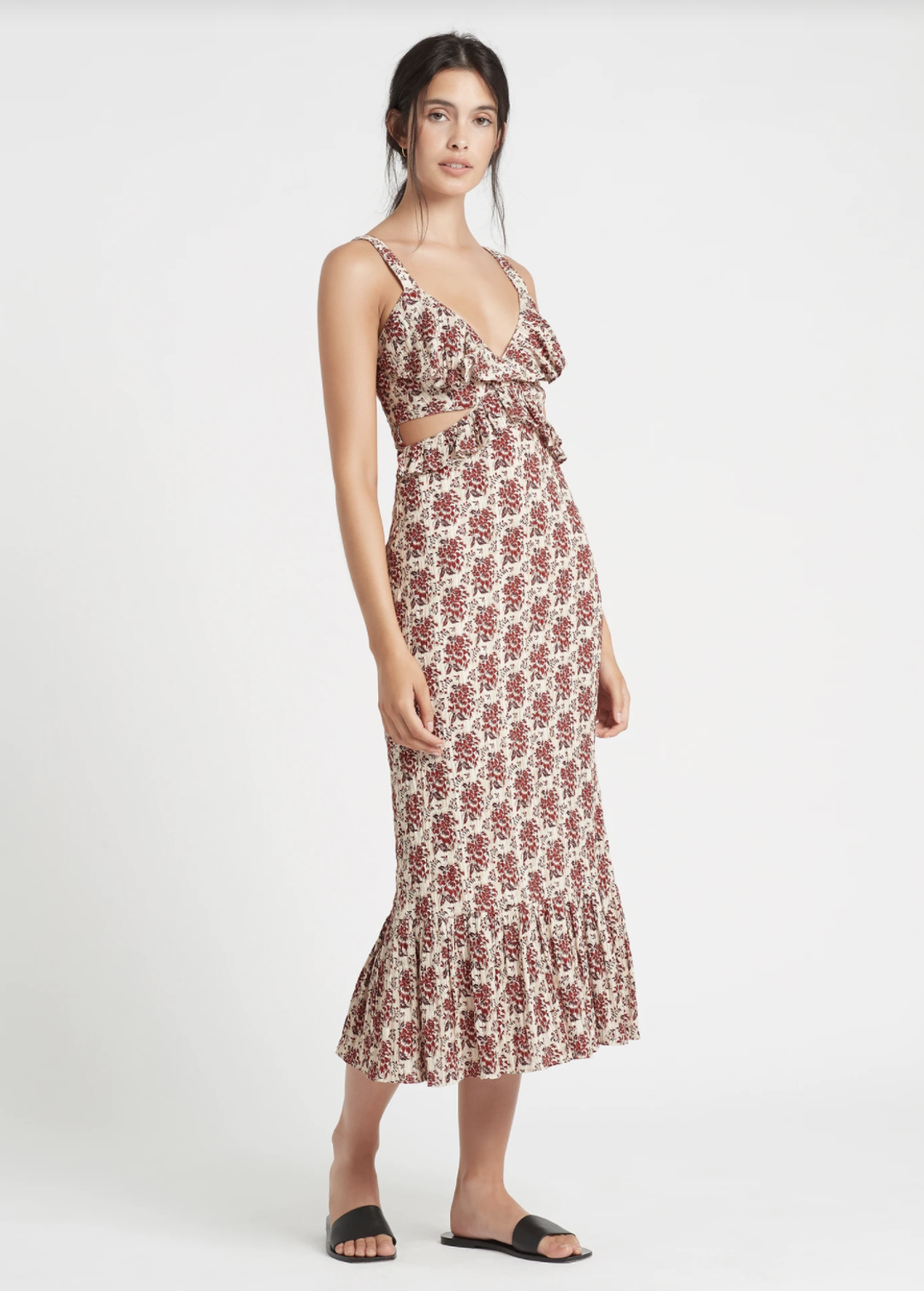 Sir The Label Floré Cut Out Dress Midi Floral | AU 10 for rent on The Volte - main image