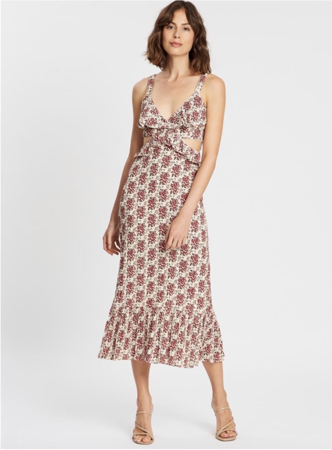 Sir The Label Floré Cut Out Dress Midi Floral | AU 10 for rent on The Volte - main image