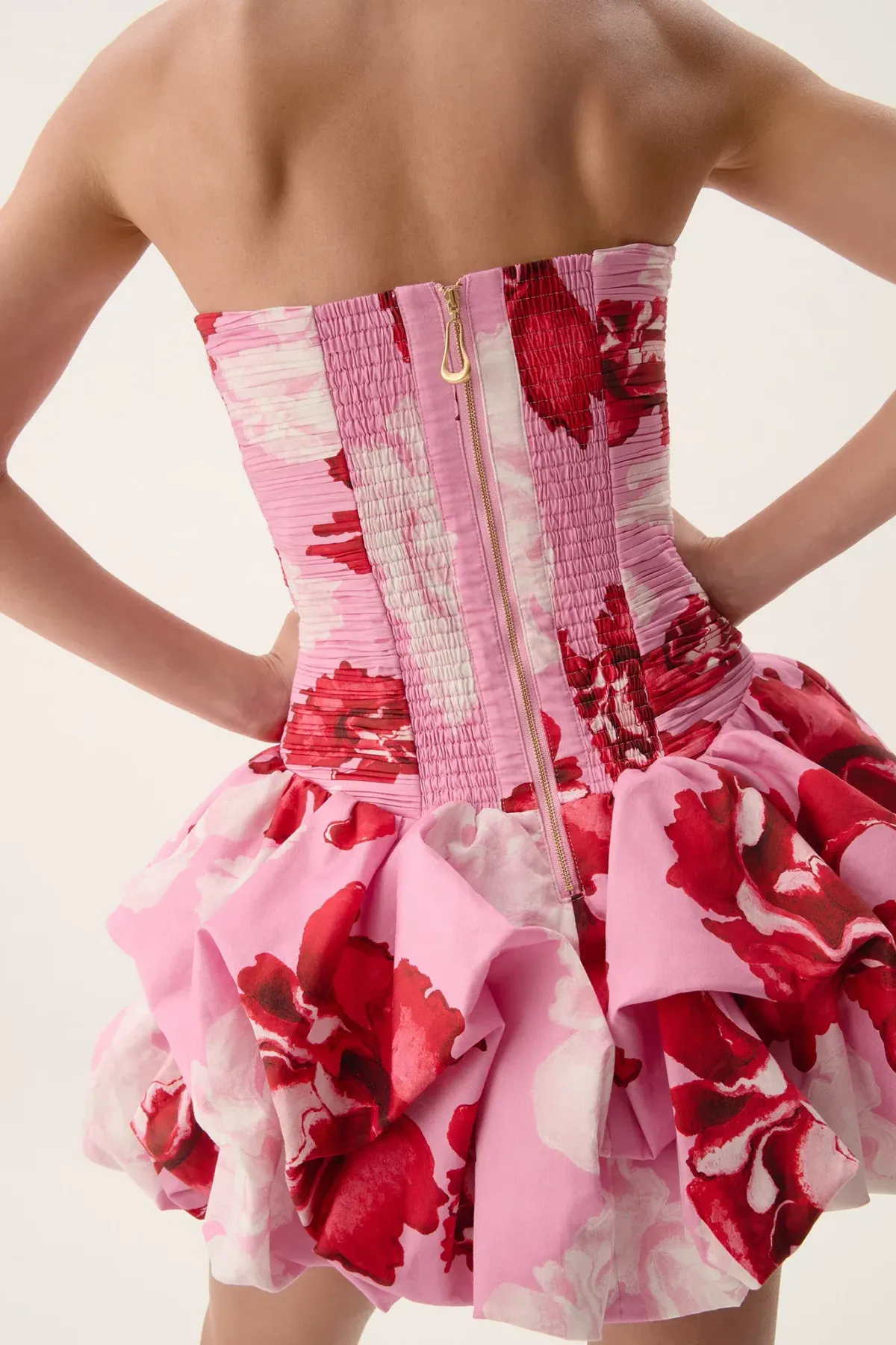 Violette Bubble Hem Mini Dress in Pink Boldy Blooming size 4 - Image 2