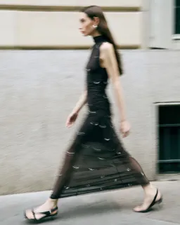 Elka Collective Elara Brown Mesh Beaded Maxi Dress for rent on The Volte - image 6