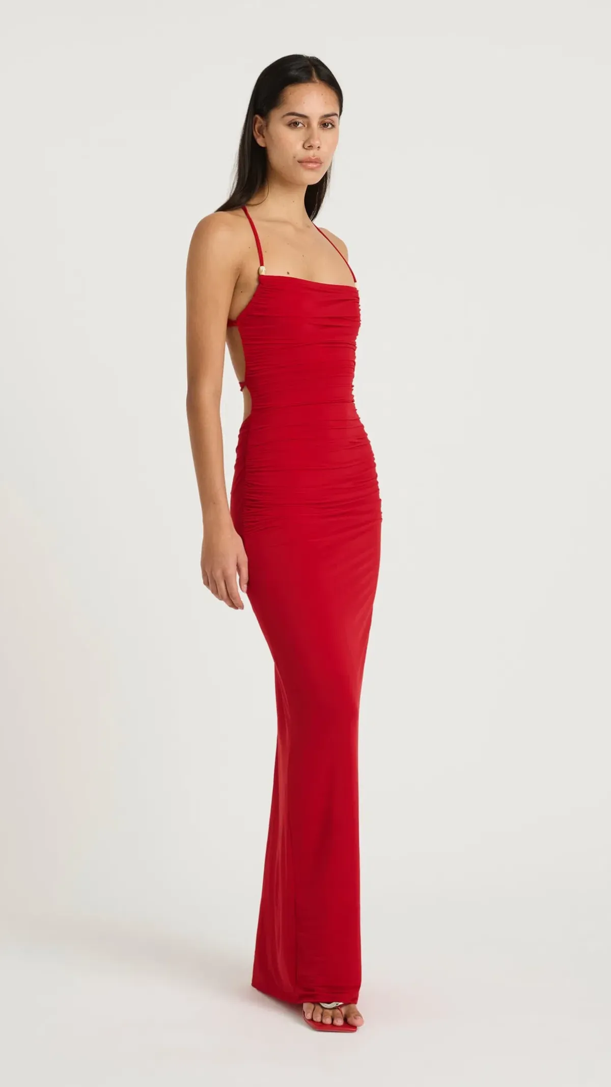 Benni Andy Beaded maxi Dress in Red Size 8 for rent on The Volte - main image