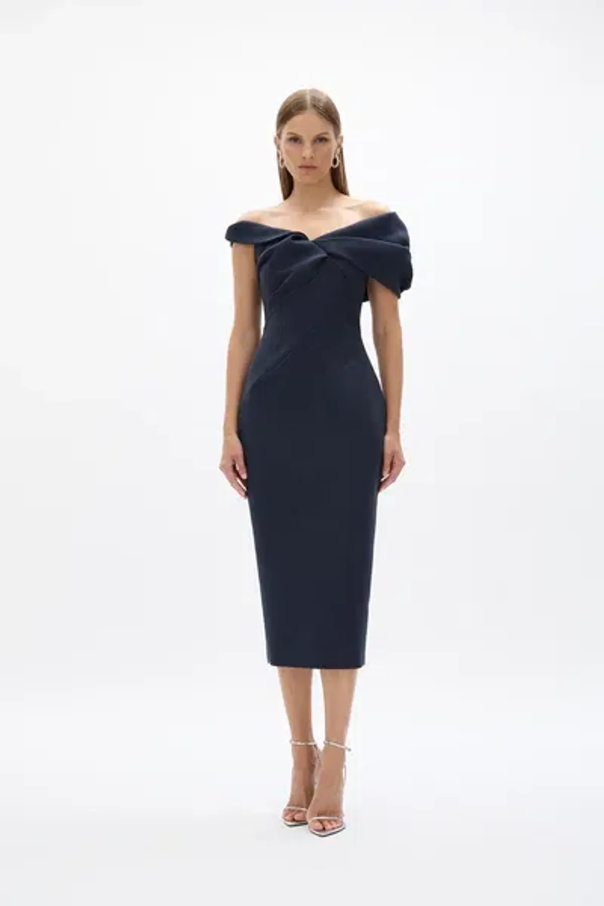 Rachel Gilbert Matteo Midi Dress in Black RG 1 / AU 10 - Image 1
