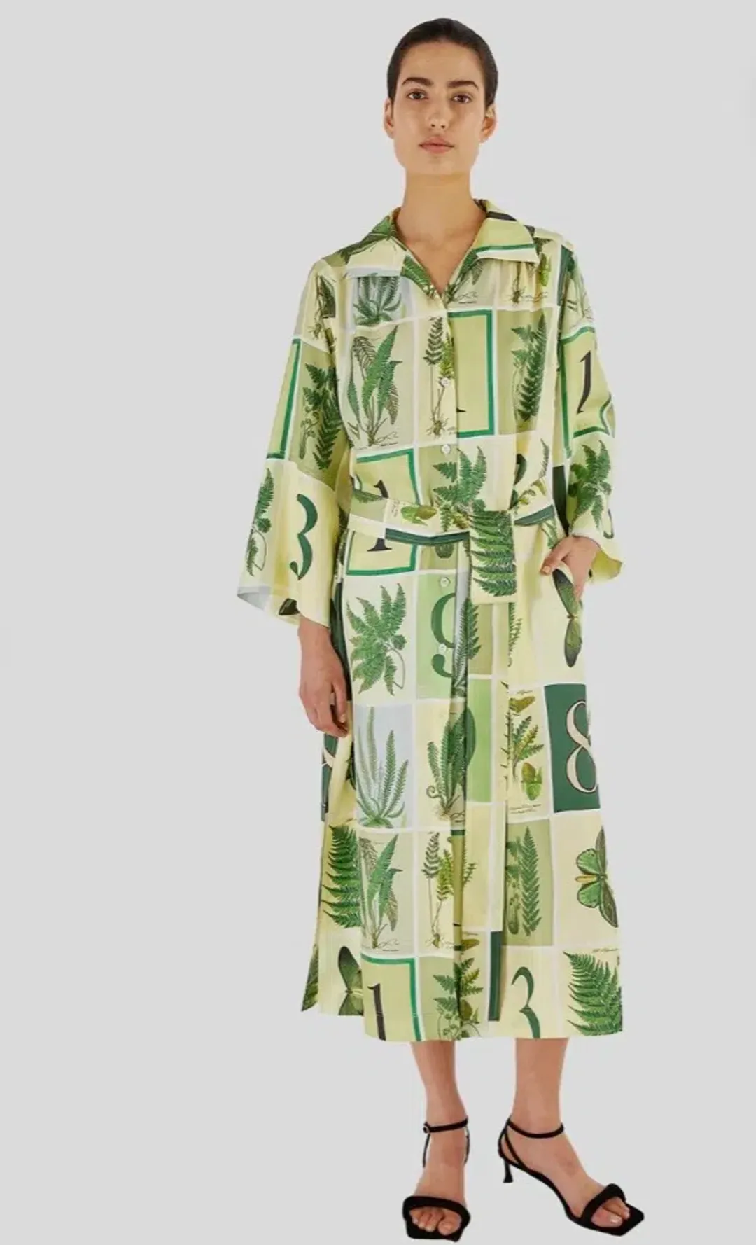 Oroton Fern Garden 100% Silk Shirt Column Dress Size 10 fit 12 NWT for rent on The Volte - main image