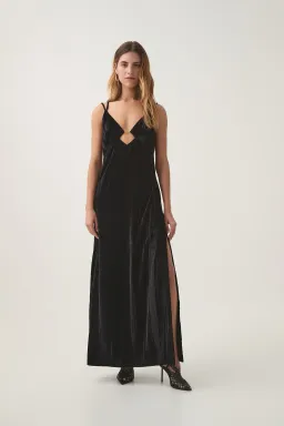 AJE Moonbow Velvet Maxi Dress in Black Size L AU&UK 12 for rent on The Volte - image 2