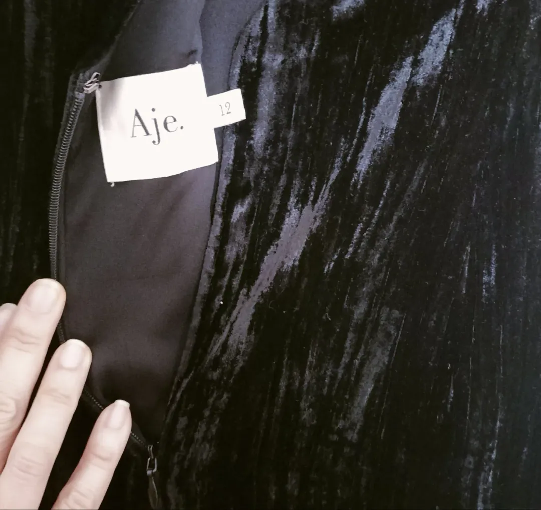 AJE Moonbow Velvet Maxi Dress in Black Size L AU&UK 12 for rent on The Volte - main image
