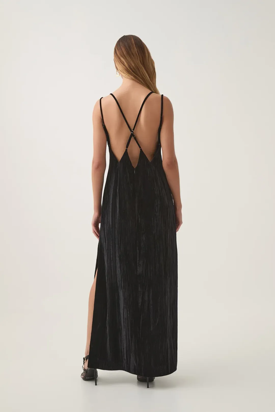 AJE Moonbow Velvet Maxi Dress in Black Size L AU&UK 12 for rent on The Volte - main image