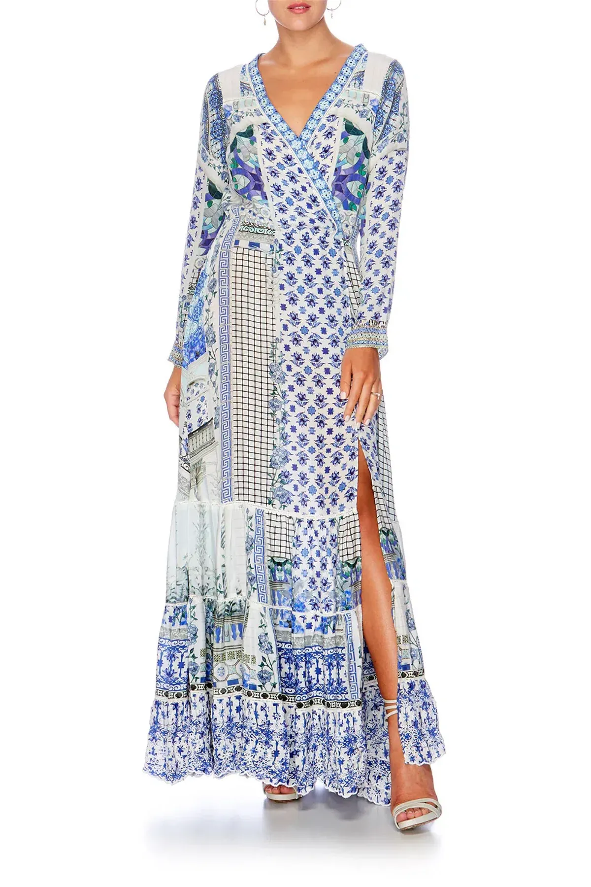 Camilla Salvador Cross Front Silk Maxi Dress Size S AU& UK 8 - Image 5