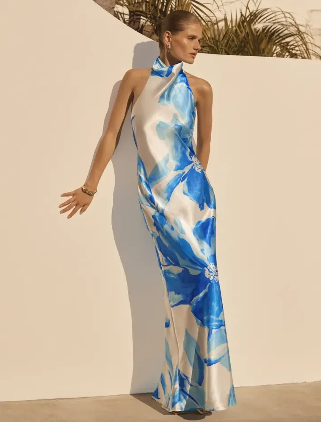 Forever New Clementine High Neck Satin Maxi Dress for rent on The Volte - main image