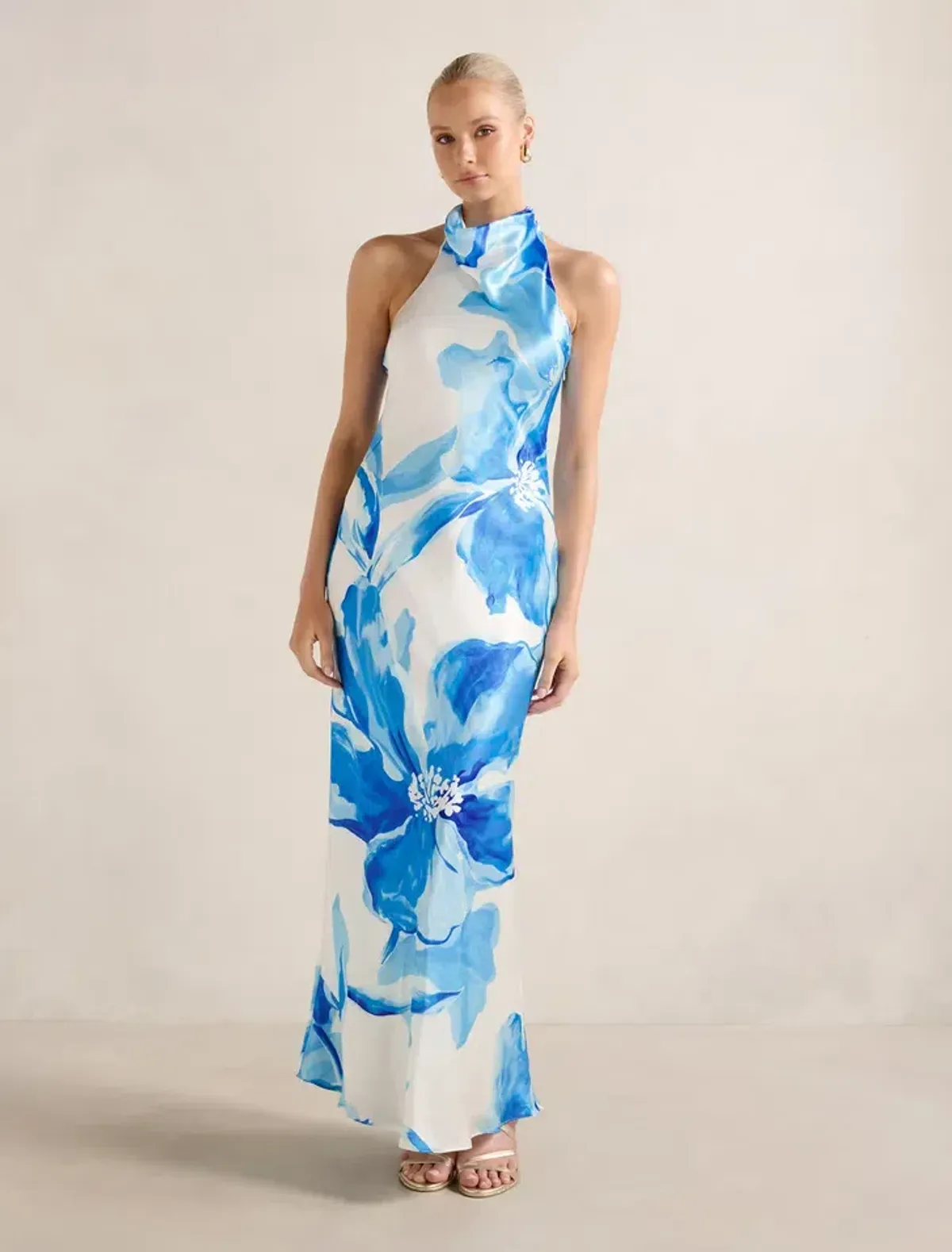 Forever New Clementine High Neck Satin Maxi Dress - Image 2