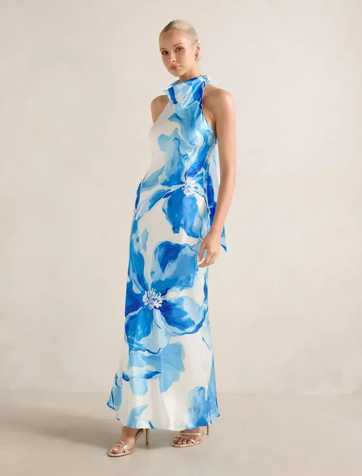 Forever New Clementine High Neck Satin Maxi Dress - Image 1
