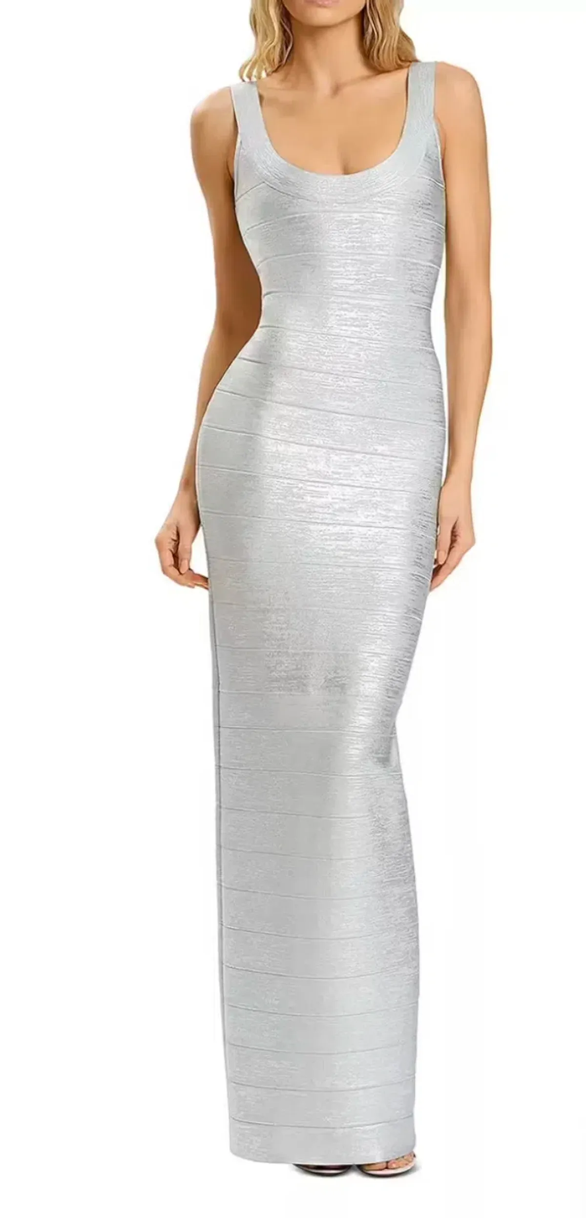 Herve leger silver round neck gown - Image 1