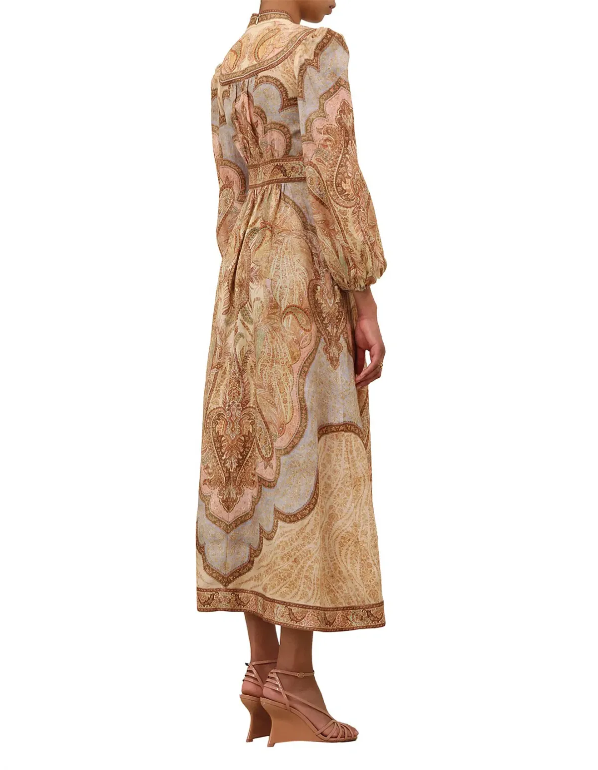 Zimmermann Wanderlust Midi Dress Size 4 / AU 16 Linen Print Billowy Long Sleeve - Image 7
