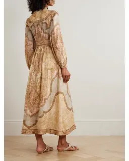 Zimmermann Wanderlust Midi Dress Size 4 / AU 16 Linen Print Billowy Long Sleeve for rent on The Volte - image 10