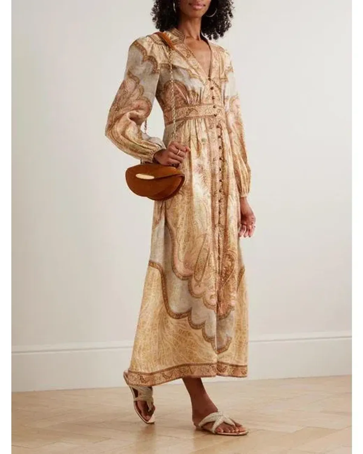 Zimmermann Wanderlust Midi Dress Size 4 / AU 16 Linen Print Billowy Long Sleeve - Image 9