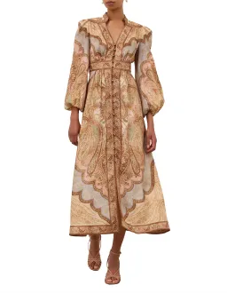 Zimmermann Wanderlust Midi Dress Size 4 / AU 16 Linen Print Billowy Long Sleeve for rent on The Volte - image 6