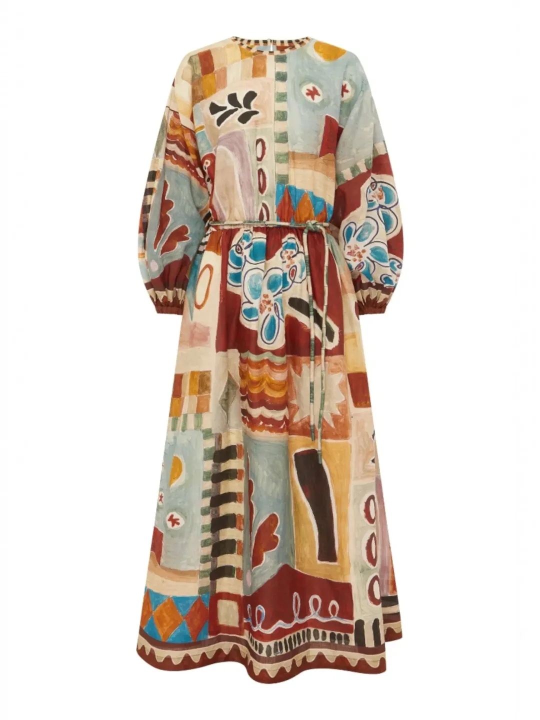 Alemais Michelle Dress Size 16 Printed Ramie Long Sleeve Midi for rent on The Volte - main image