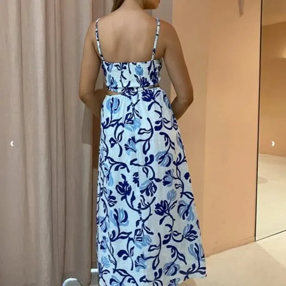 Faithfull the Brand Tayari Midi Dress Ensola Floral Print Blue Size 6 - Image 3