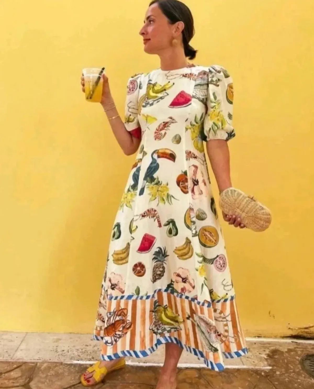 Alemais Theo Midi Dress in Print Size 8 for rent on The Volte - main image