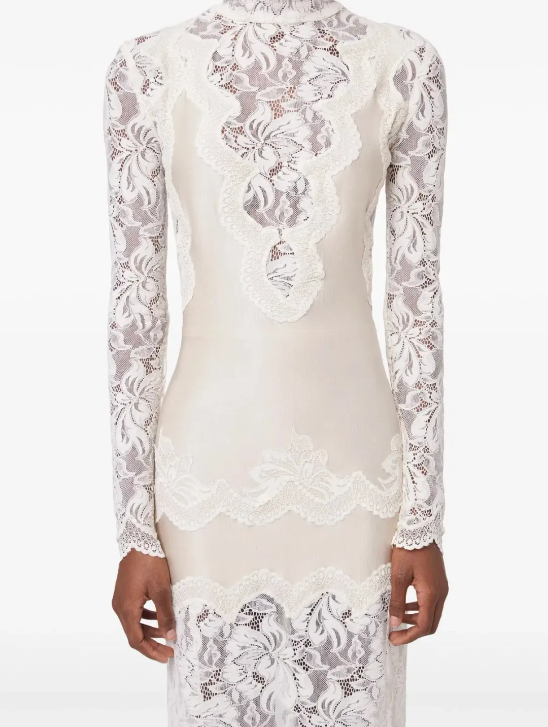 Rabanne White Lace Jersey Maxi Dress size 36 for rent on The Volte - main image