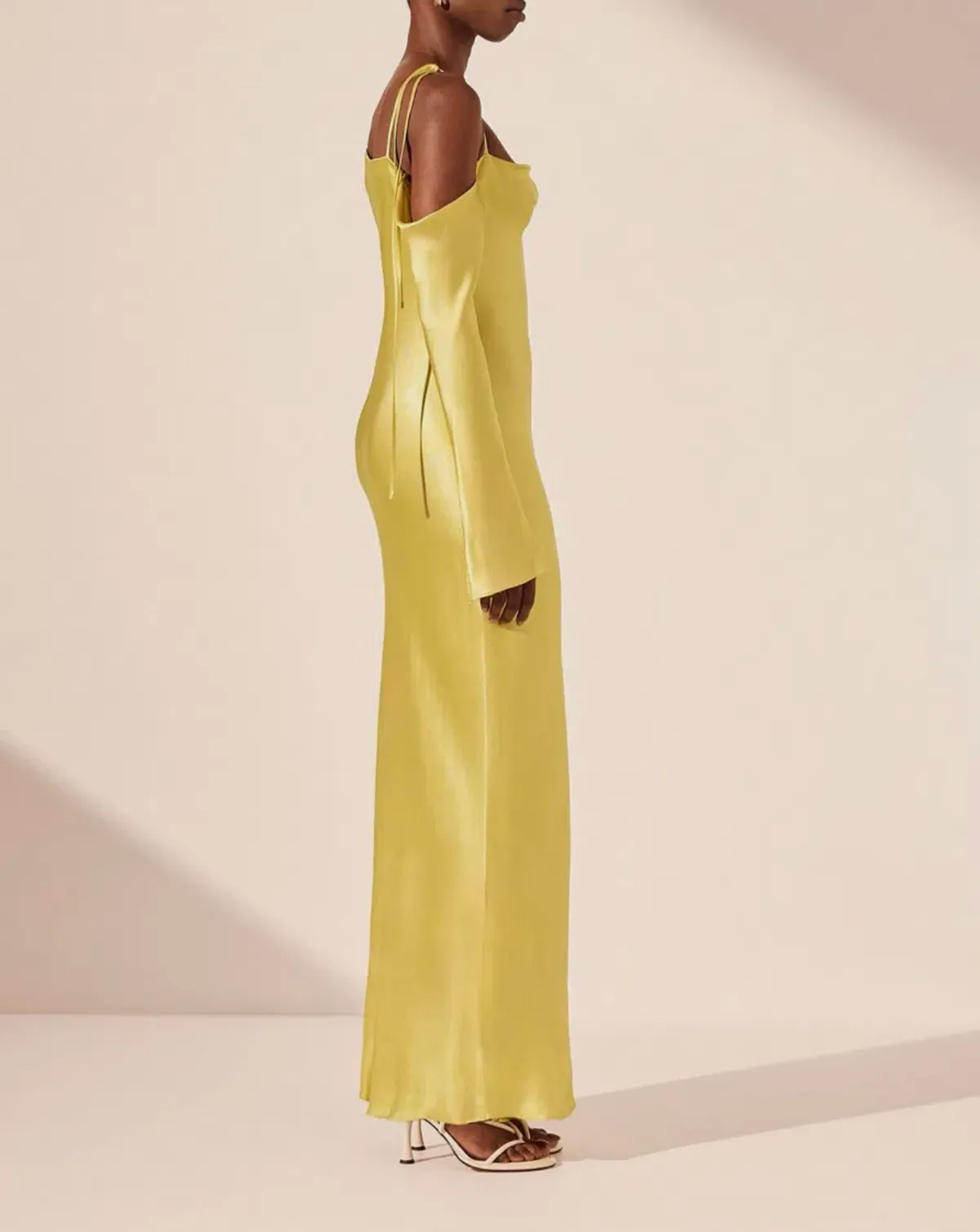 Sofia Asymmetrical Long Sleeve Long Sleeve Maxi Dress - Lime - Image 3