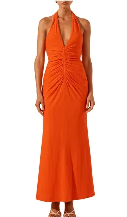 Shona Joy Beau Halter Ruched Midi Dress for rent on The Volte - image 1