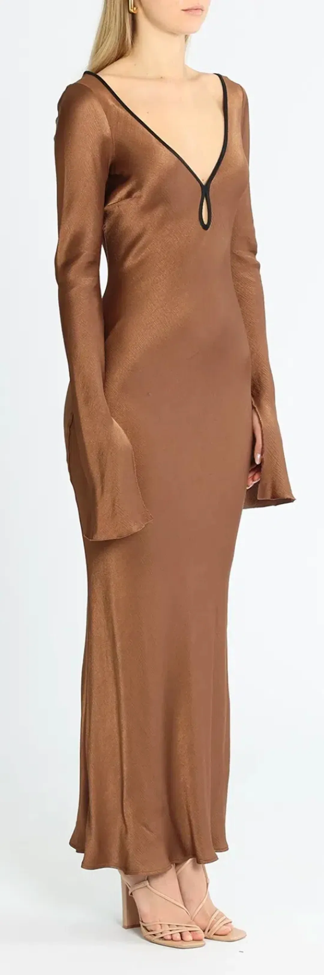 Bec and Bridge Annika Long Sleeve Maxi Dress - Brown for rent on The Volte - main image