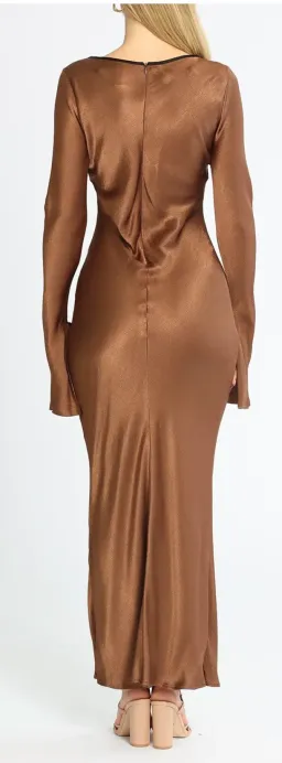 Bec and Bridge Annika Long Sleeve Maxi Dress - Brown for rent on The Volte - image 3