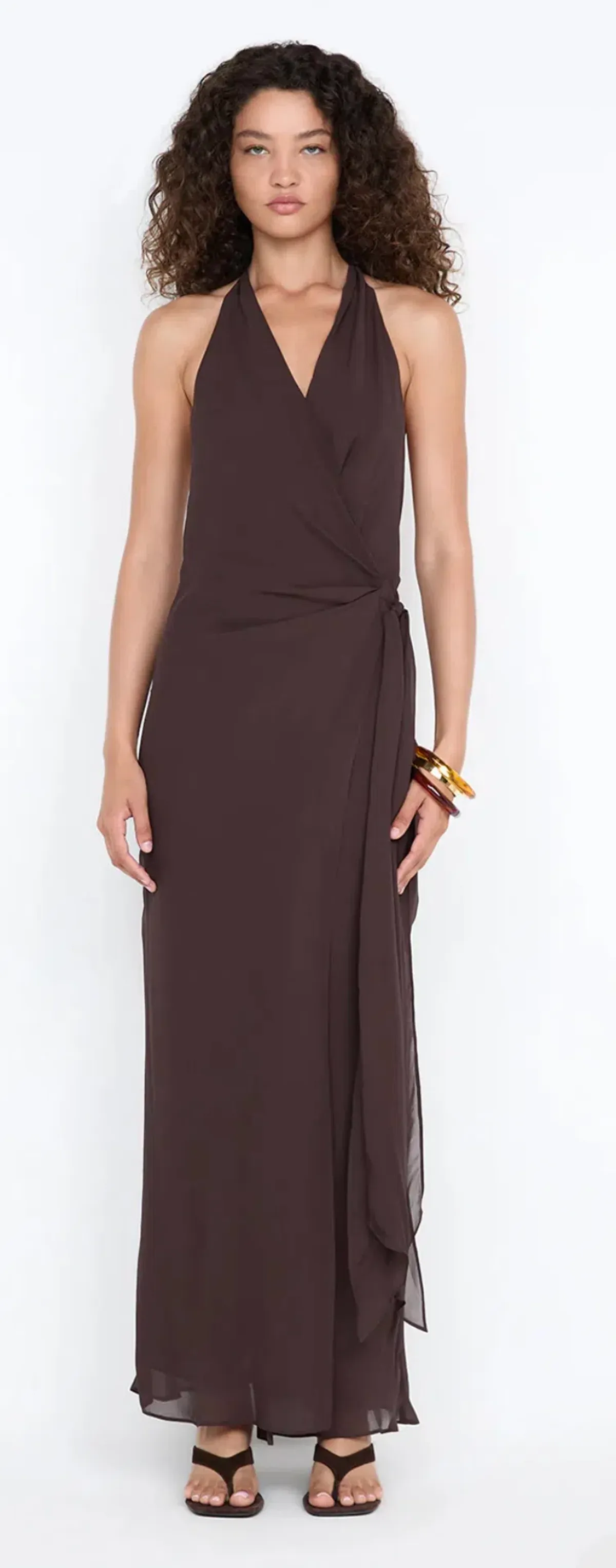 Bec and Bridge Soneva Wrap Dress Dark Chocolate size 10 - Image 2