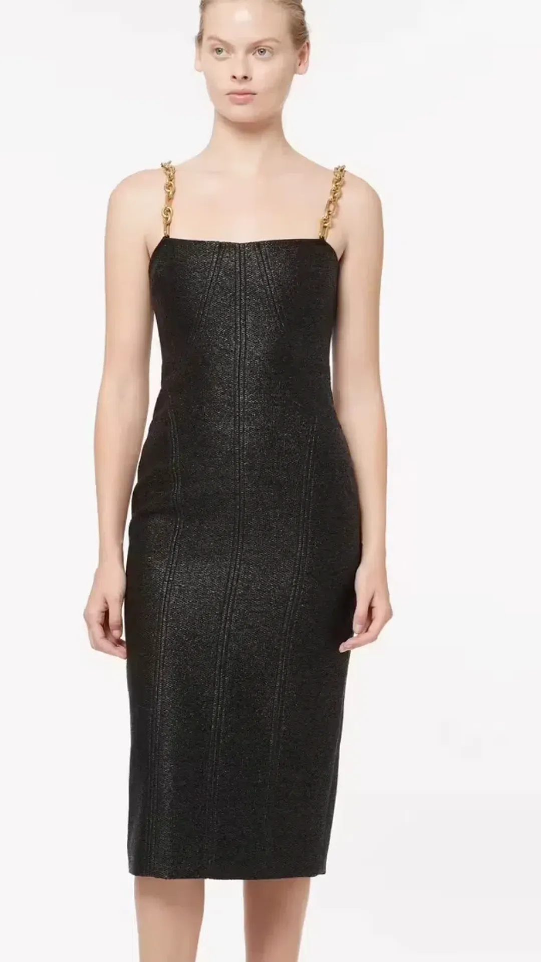 MANNING CARTEL NEO CLASSIC MIDI DRESS WITH CHAIN STRAPS BLACK for rent on The Volte - main image