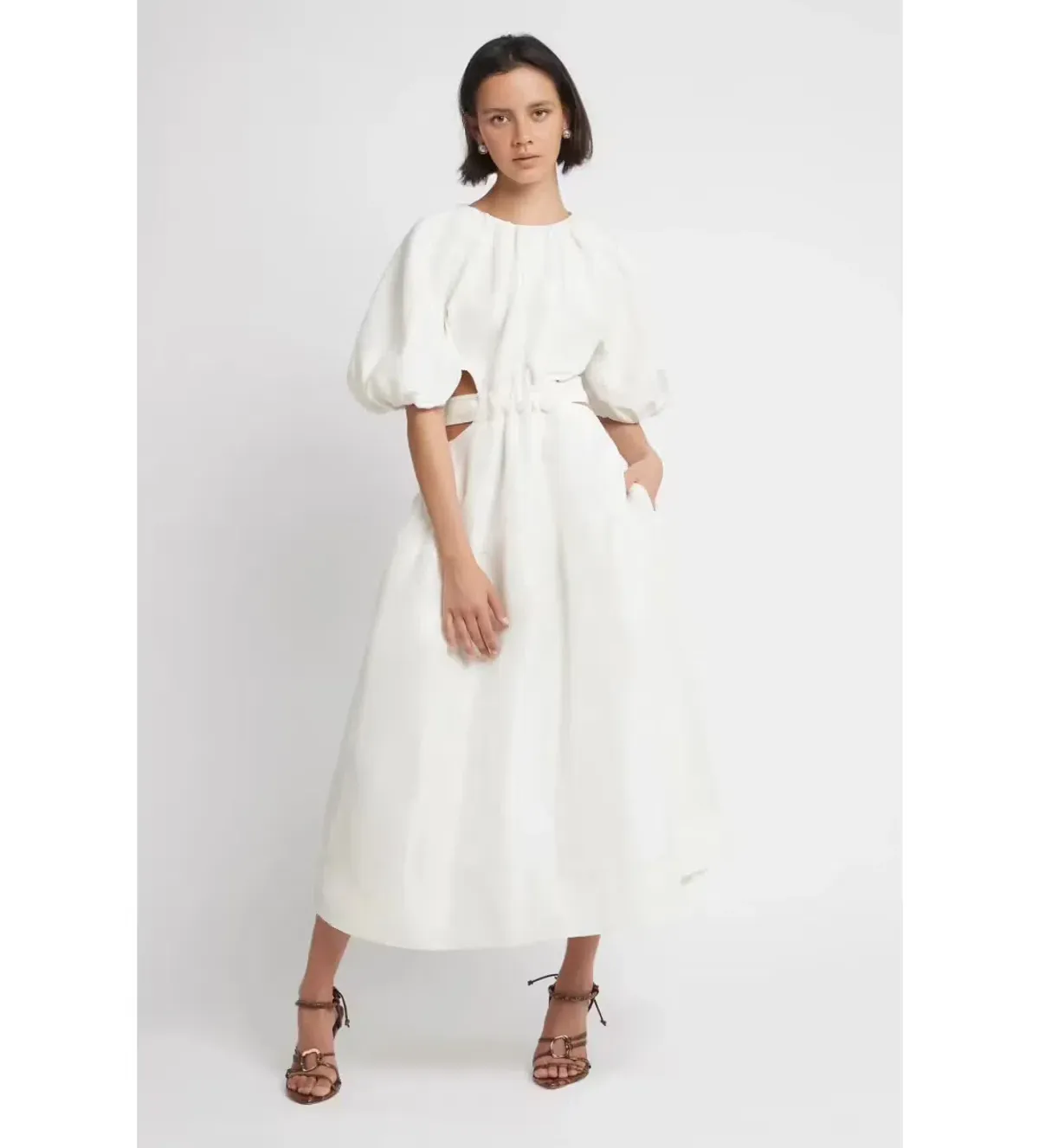Aje Mimosa Cutout Midi Dress In Ivory - Size 8 - Image 1