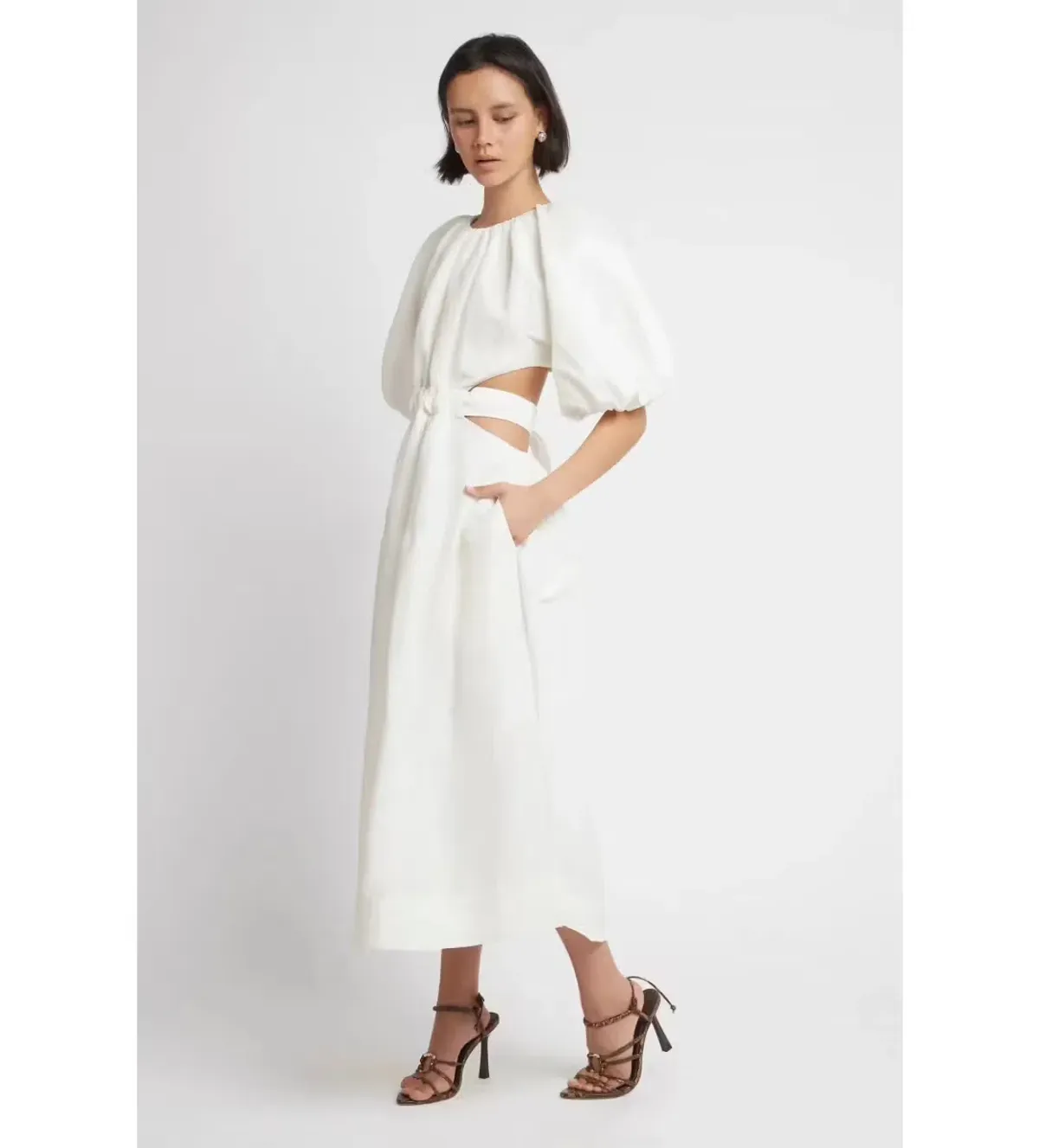 Aje Mimosa Cutout Midi Dress In Ivory - Size 8 - Image 2