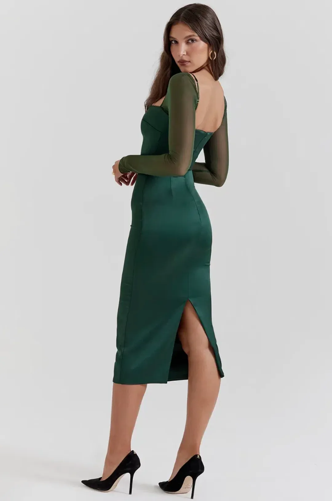 House of CB Ellica satin midi dress, size S for rent on The Volte - main image