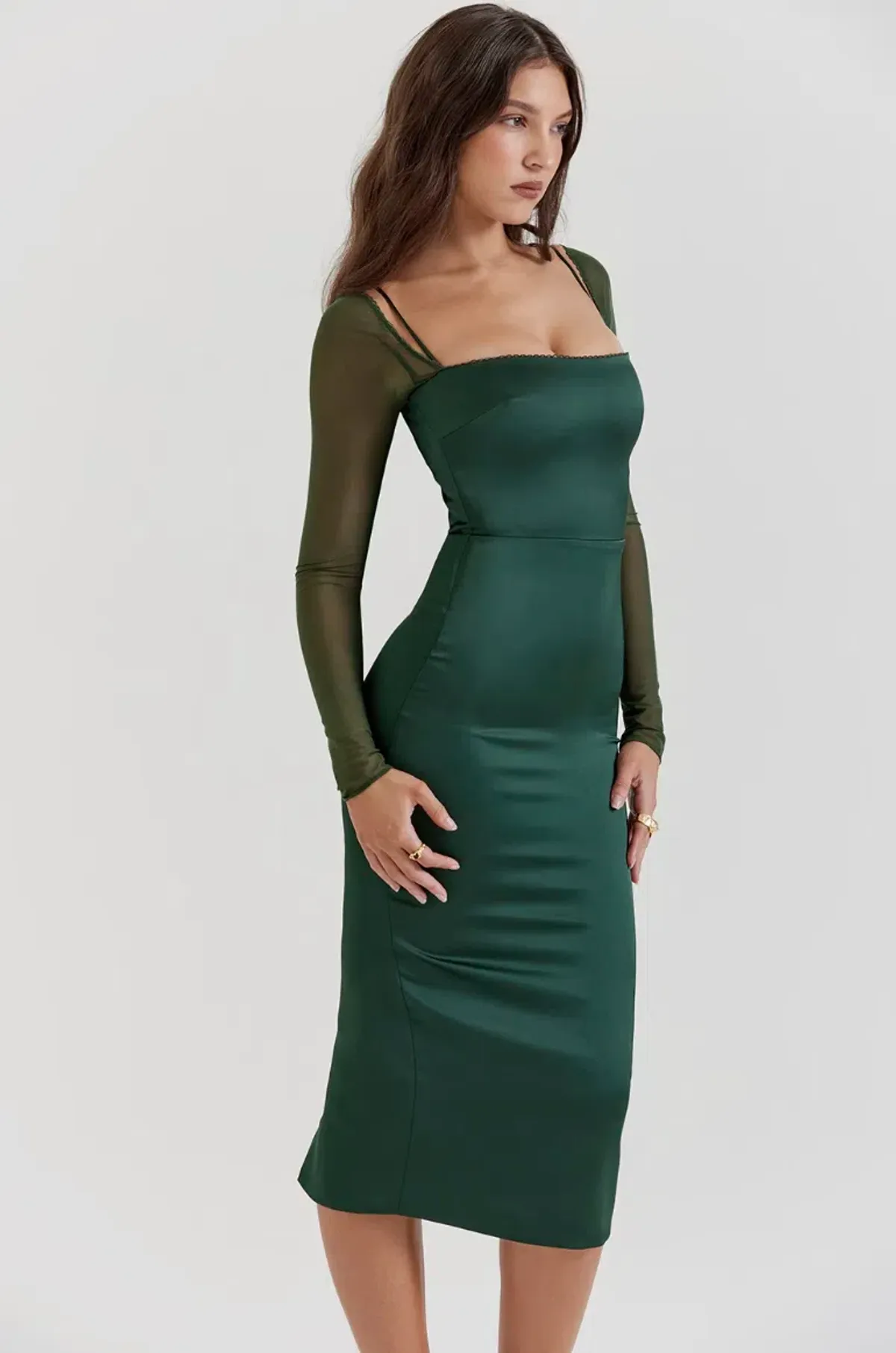 House of CB Ellica satin midi dress, size S for rent on The Volte - main image