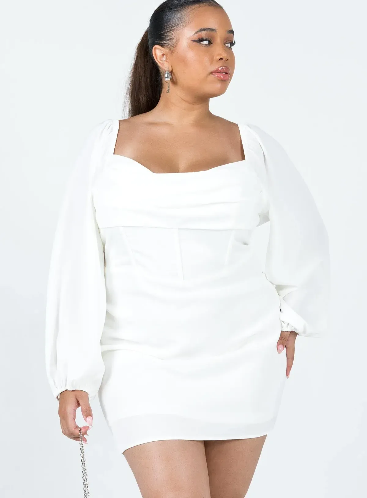 Lillie Long Sleeve Mini Dress White Size 18 - Image 1