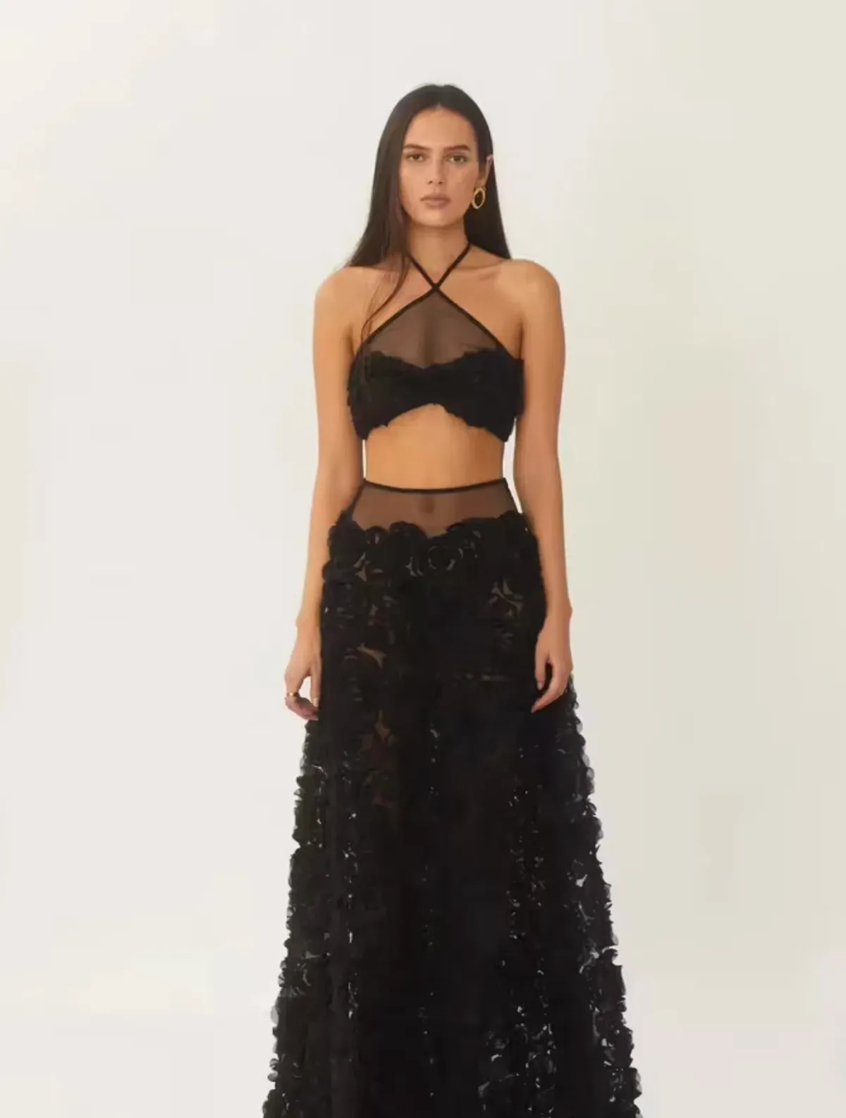 ARCINA ORI VIVIENNE CROP AND MAXI SKIRT BLACK SIZE LARGE/ AU 12 - Image 1