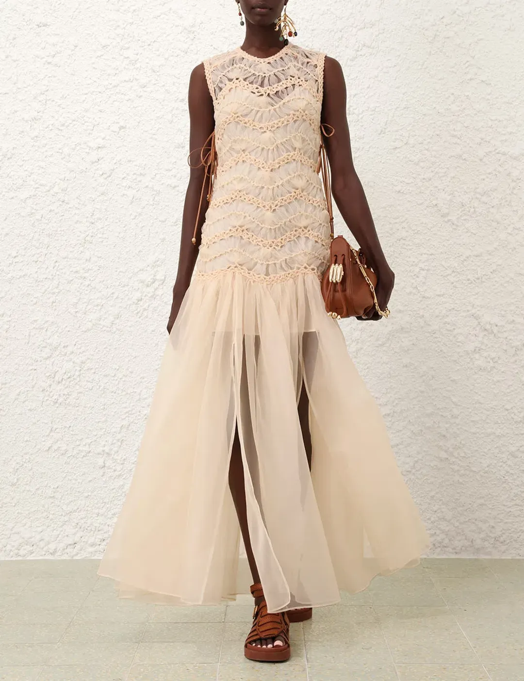 Zimmermann Illuminate Macramè Maxi Dress for rent on The Volte - main image
