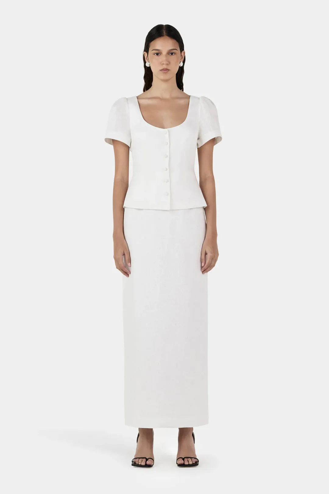 Hansen And Gretel Sellar Linen Top Ivory Size 8 for rent on The Volte - main image