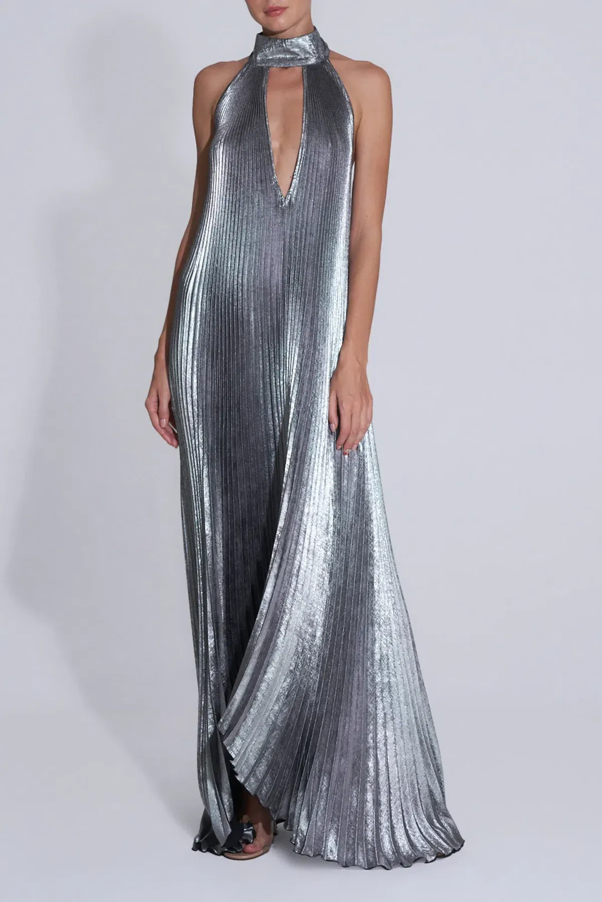 L'idee Opera Gown in Gunmetal Shimmer Size 8 - Image 1