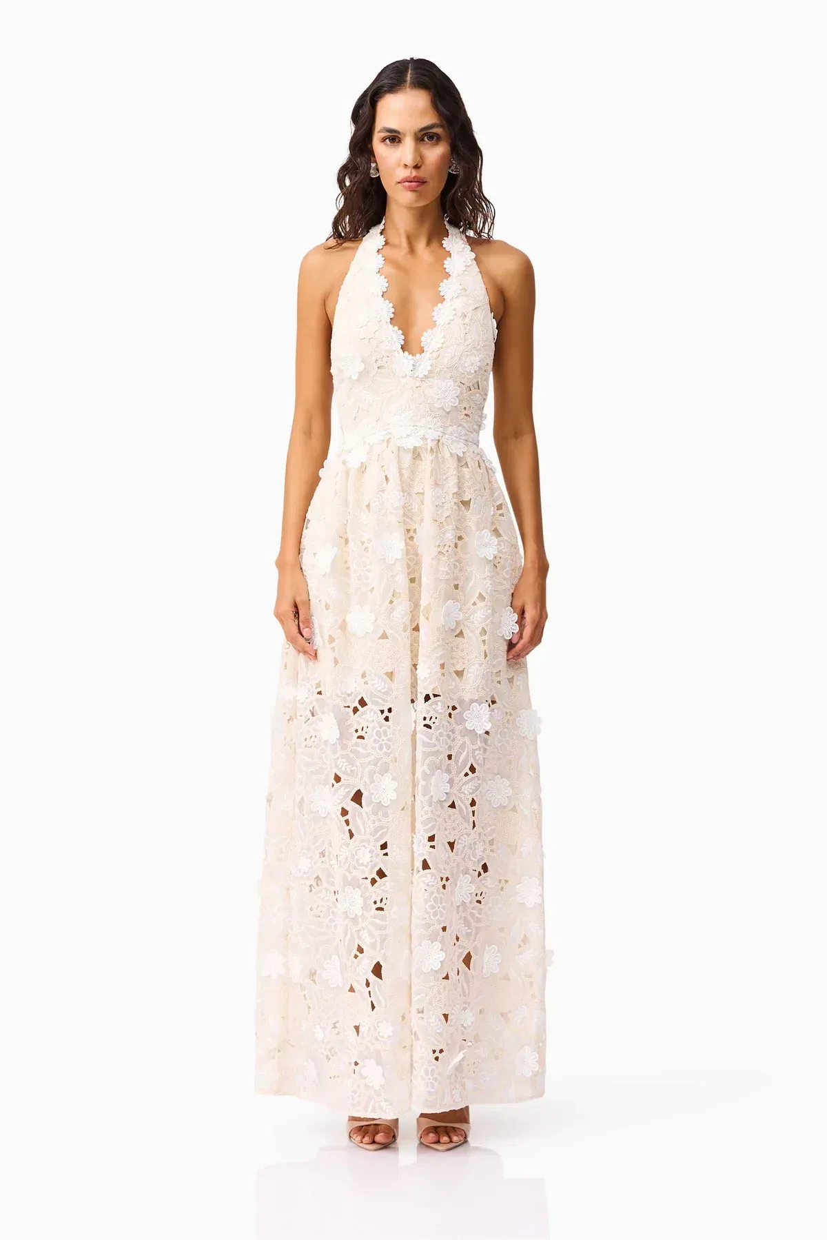 Elliatt Sienna Halter Gown in Cream Size S/AU 8 - Image 1