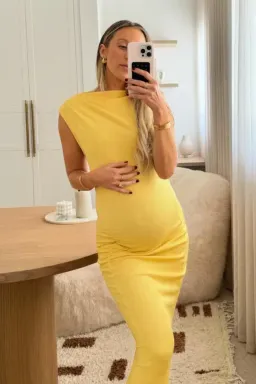 Suboo - Vega Rouched Front Midi Dress - Butter Yellow for rent on The Volte - image 1