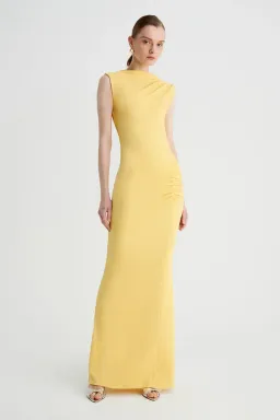 Suboo - Vega Rouched Front Midi Dress - Butter Yellow for rent on The Volte - image 2