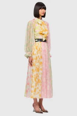 Leo Lin Cassie Tie Neck Midi Dress Anemone Splice Print. Size 10 for rent on The Volte - image 3