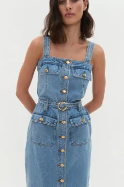 AJE HOLLAND DENIM MIDI DRESS (Size 14) for rent on The Volte - image 3