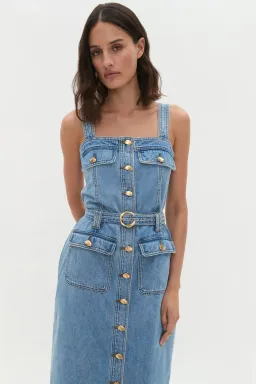 AJE HOLLAND DENIM MIDI DRESS (Size 14) for rent on The Volte - image 2