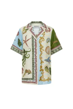 Alemais Bath House Silk Shirt in Multi Print Size 16 for rent on The Volte - image 2