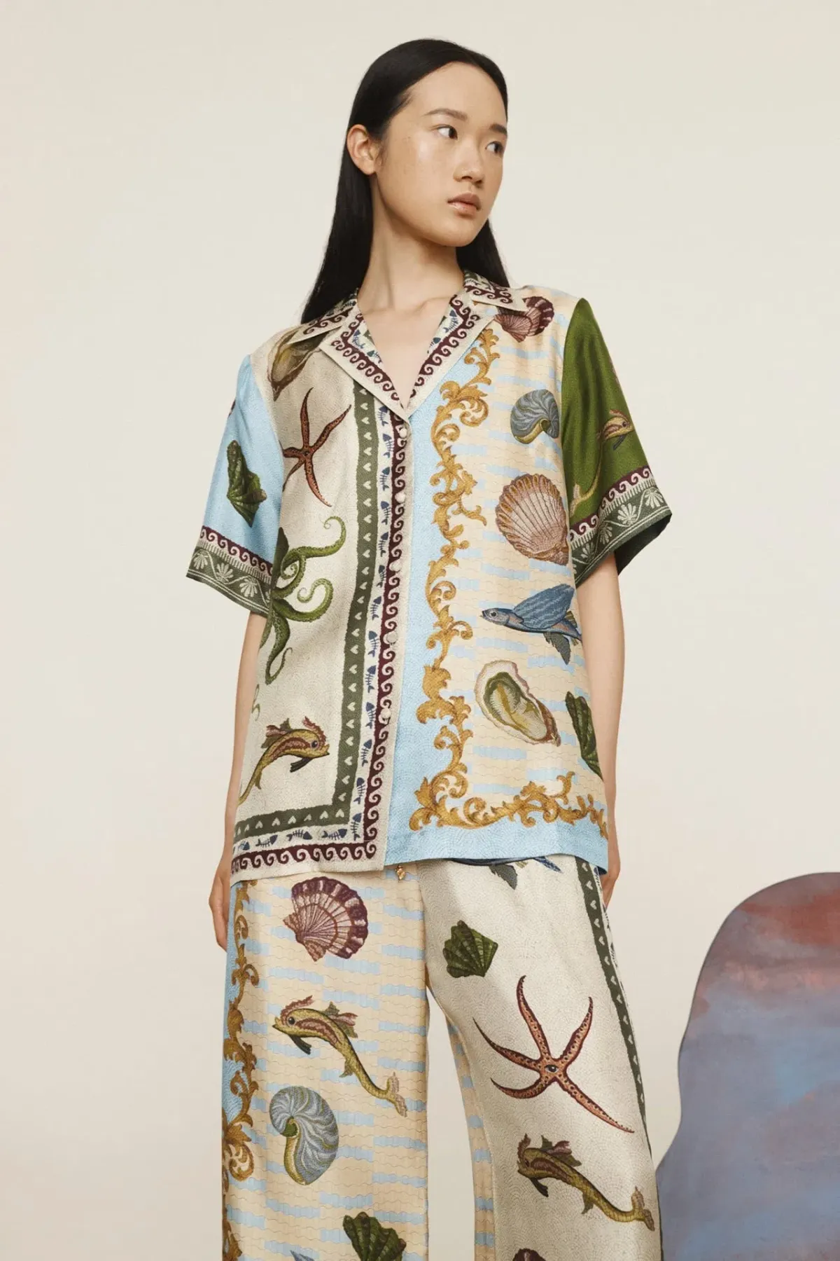 Alemais Bath House Silk Shirt in Multi Print Size 16 - Image 1