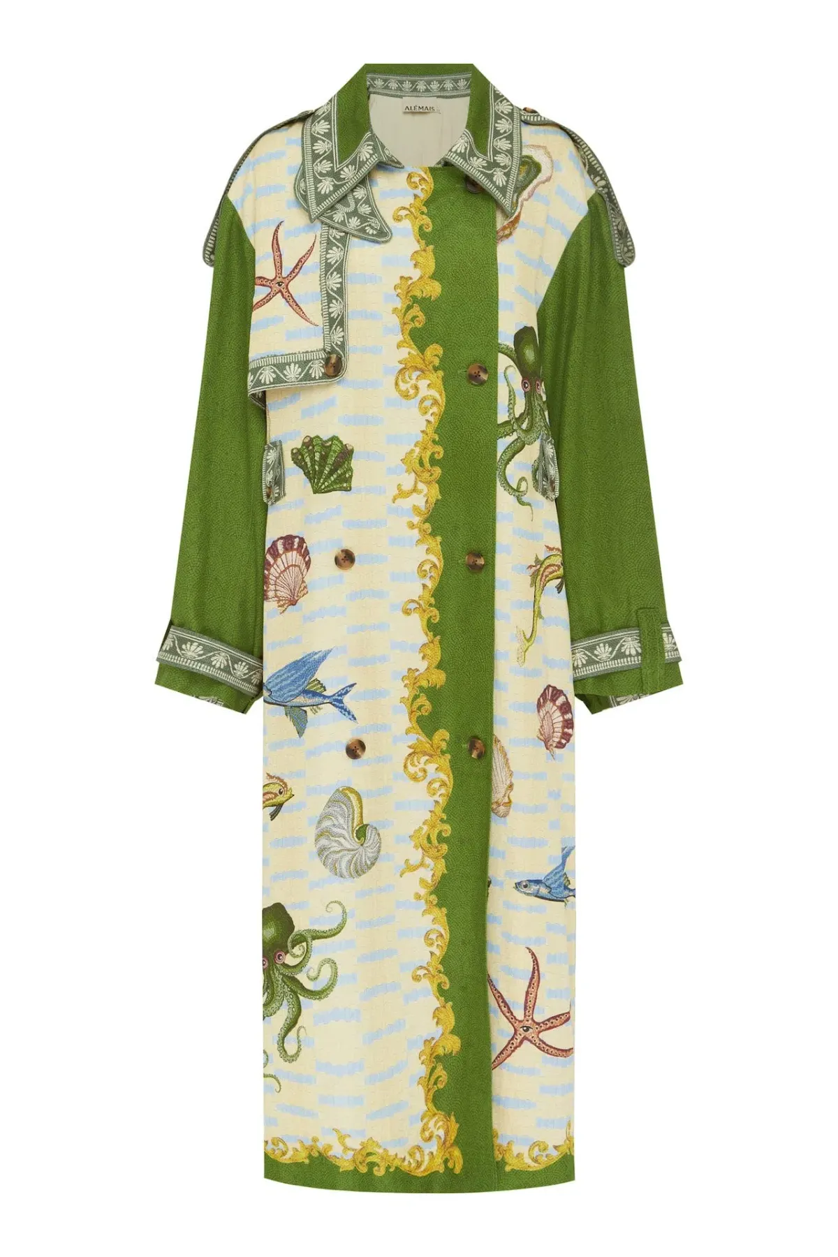 Alémais Bath House Trench in Green Print Size 12 - Image 2