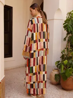 Alemais Majorelle Print Dress Size 16 Linen Silk Fringed Long Sleeve Maxi Tunic for rent on The Volte - image 5